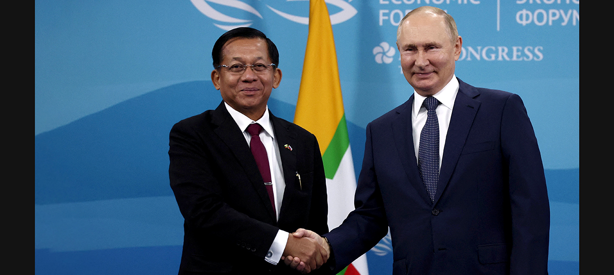 Russian President Vladimir Putin meets with Myanmar junta leader Min Aung Hlaing