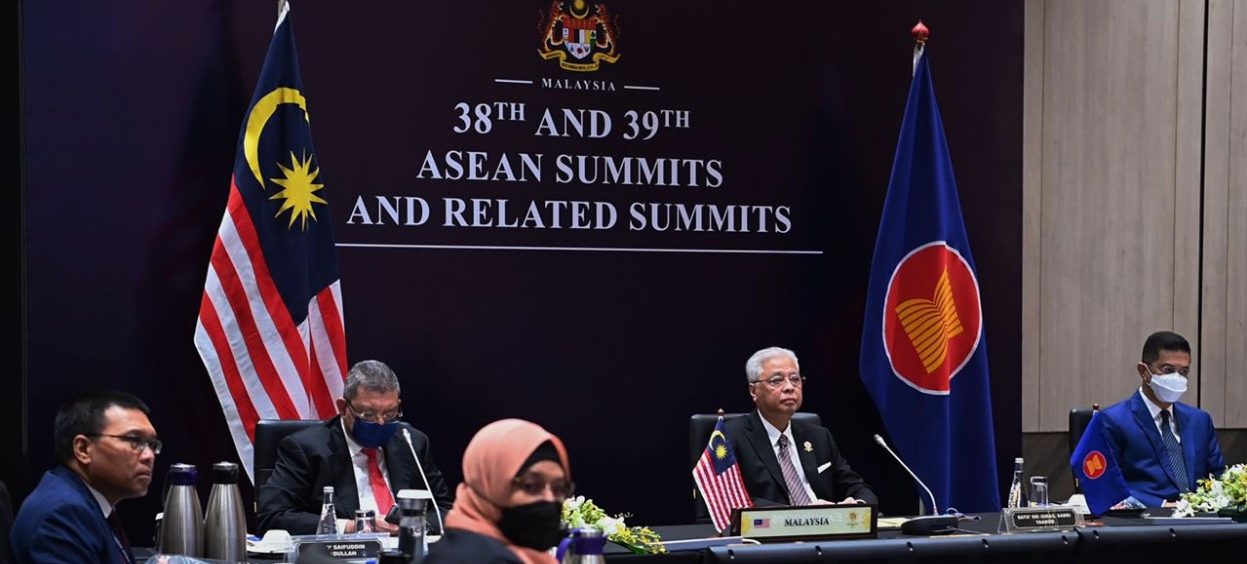 Malaysian Prime Minister Ismail Sabri Yaakob attending the 38th ASEAN Summit on 26 October, 2021. (Photo: Ismail Sabri/ Twitter)