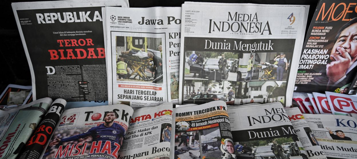 A newspaper kiosk in Jakarta