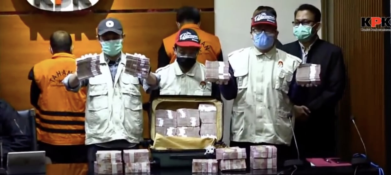 Bundles of cash seized in connection with alleged bribery involving South Sulawesi Governor Nurdin Abdullah